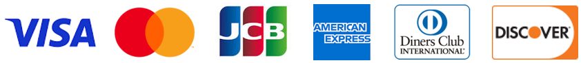 Visa、Mastercard、JCB、American Express、Diners Club、Discover